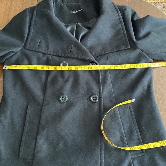 Calvin Klein Black Double Button Pea Coat Size Large - Picture 13 of 15